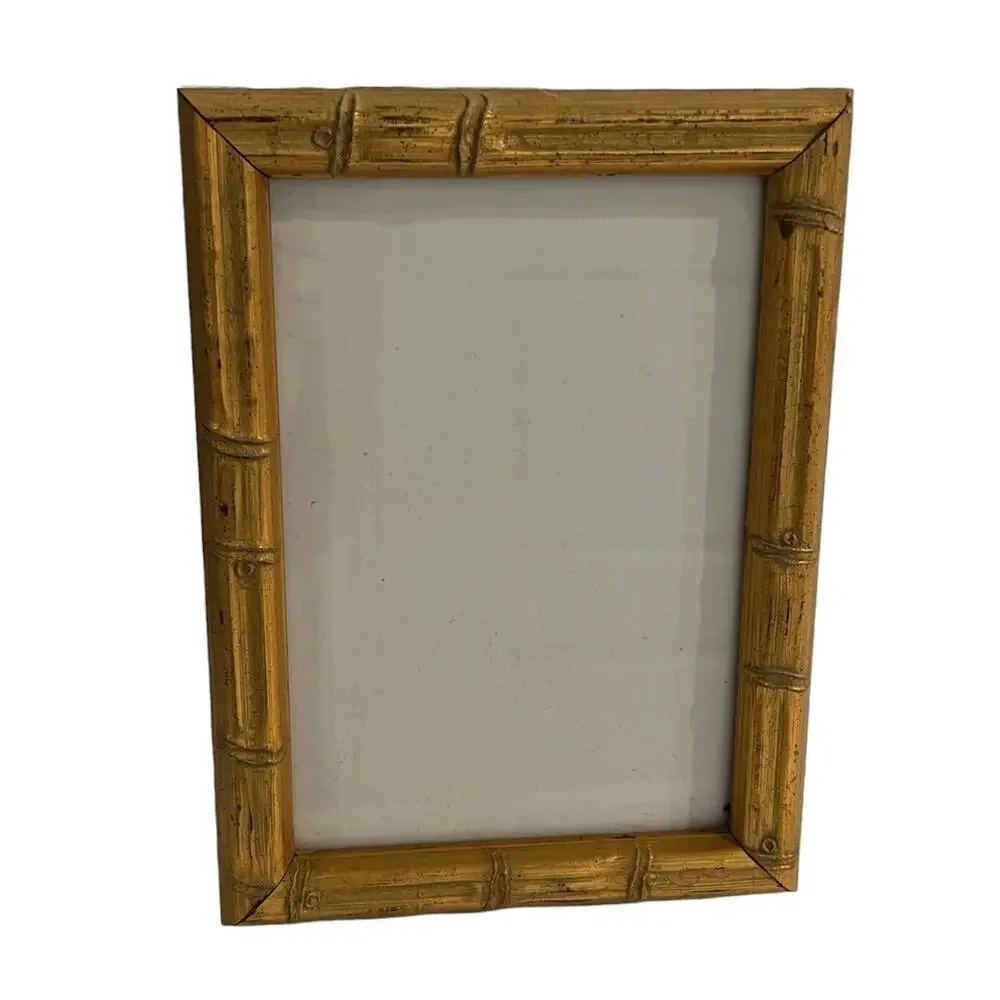 Gold Faux Bamboo Picture Frame 5x7 Hollywood Regency Chinoiserie Decor